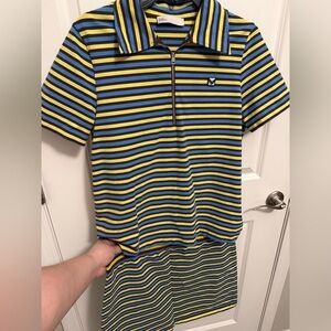 Tory Burch Set Polo and Skirt - Blue, Yellow, Black Stripes